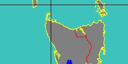 Map center:  S: 41° 16' 35'' E: 145° 47' 44''  - Grid: 5° - click to open