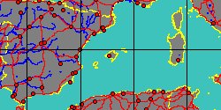 Map center:  N: 39� 30' 9'' E: 2� 48' 38''  - Grid: 5� - click to open