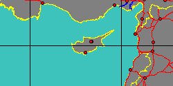 Map center:  N: 35° 5' 18'' E: 33° 5' 49''  - Grid: 5° - click to open